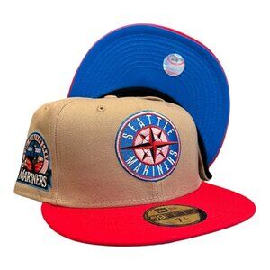 New Era Seattle Mariners 59FIFTY Fitted Hat Cap Tan 30th Year Side Patch